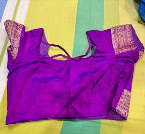 Green Violet  Embroidery Sari With Blouse