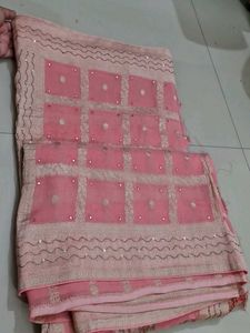 Pink Designer Saree With Blouse