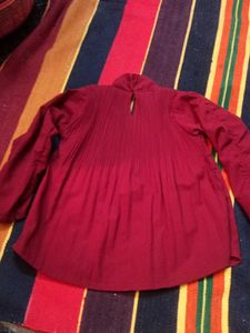 Maroon Pleated Top