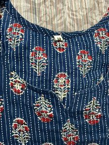 Blue Printed Short Kurti For Women