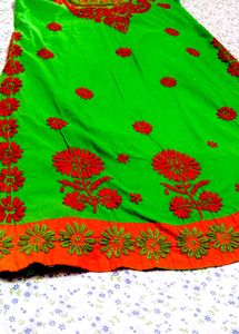 Embroidered  Chikenkari Green Kurta