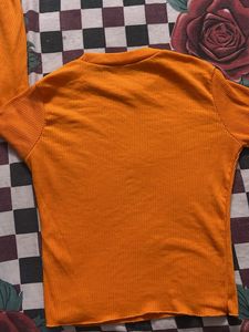 Orange Ribbed Long Sleeve