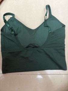 Green Ribbed Crop Top