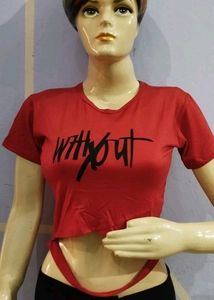 Beautiful Trendy Maroon Crop Top With Front Design