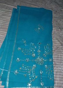 Teal Embellished Saree