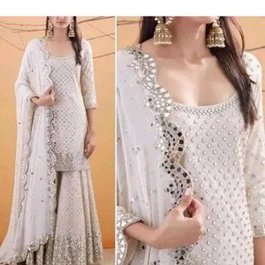 Georgette Embroidered Sharara DressName: Georgett