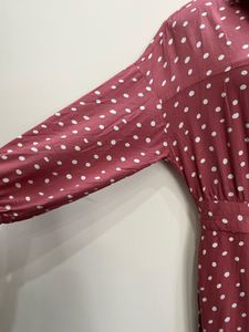 Zara Pink Polka Dot Fit And Flair Dress