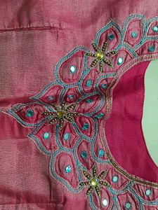 Pink Embroidered Saree Blouse
