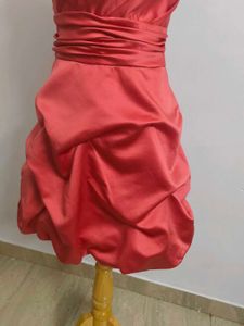 Coral Strapless Mini Dress