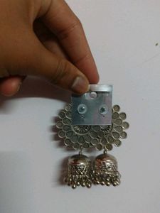 Black Flower Jhumka Earrings