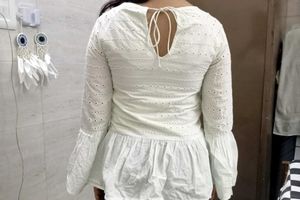 White Eyelet Peplum Top