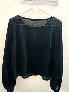 SHEIN Black Sheer Top