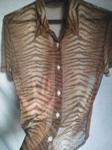 Tiger Print Sheer Top