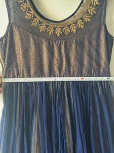 Elegant Blue &amp; Gold Ethnic Gown L size