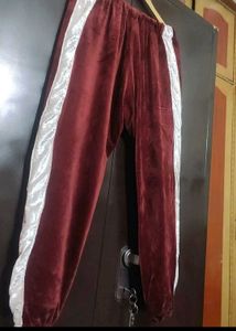 Burgundy Color Velvet Lower Pyjama For 30 Waist