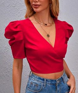 Chic Red Puff Sleeve Top