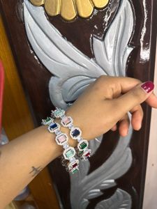 Ad Silver Polish Multicoloured Bangles