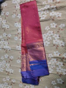 Elegant Pink & Blue Saree