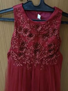 Red Embellished Party Dress