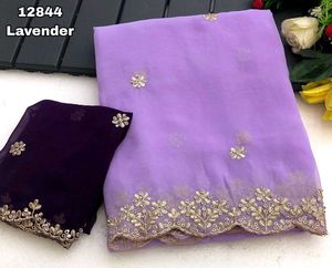Elegant Purple Embellished Saree