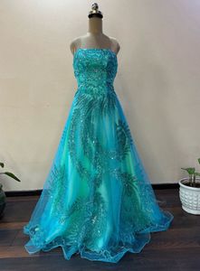 Luxury Frozen Blue Embellished Gown