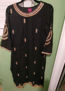 Ethnic Embroidered Black Party Kurta