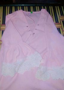 Korean Pink Lace Top