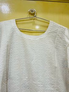 Cute Light Yellow White Kurti For Women