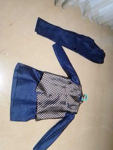 Blue Solid kurta Pyjama
