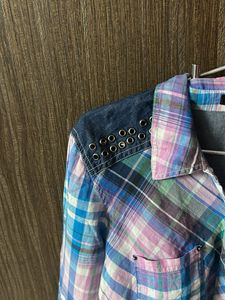 Plaid Denim Trim Tunic