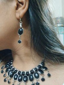 Necklace Earrings Set Oxidized