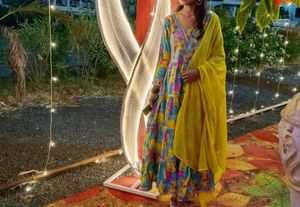 Free shipping multi coloured stunning anarkali set