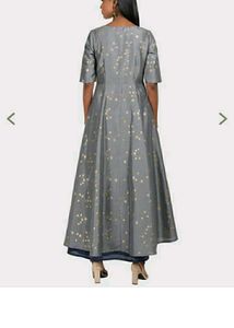 Indya Grey Foil Layered High Low DoubleLayer Tunic