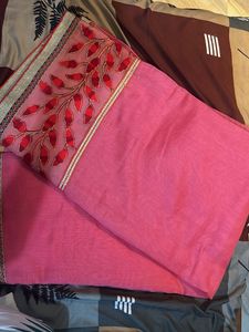 Pink Embroidered Saree