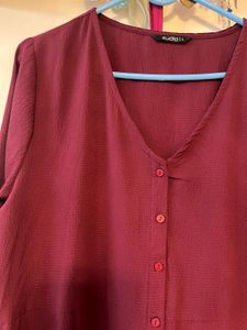 Burgundy Button-Down Mini Dress