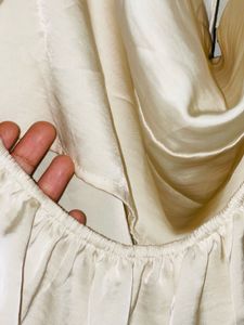Beige Satin Dress