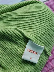 Green Ribbed Knit Long Sleeve Top