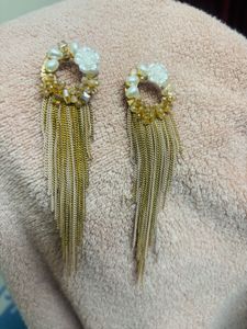 Rose &amp; Pearl Chain Drop Earrings
