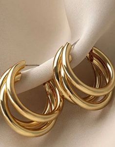 Celestique Gold-Plated Contemporary Hoop Earrings