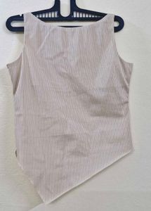 Beige Striped Tank Top