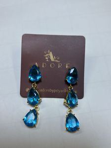 Sky blue Crystal Tear Drop Shaped Earrings