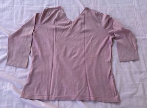 Pink V-Neck 3/4 Sleeve Top