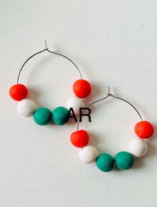Tricolour Beaded Hoops