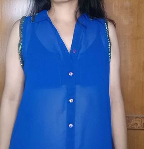 Blue Sleeveless Top