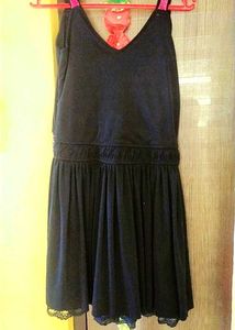 Black Mini Dress with Pink Embellishments