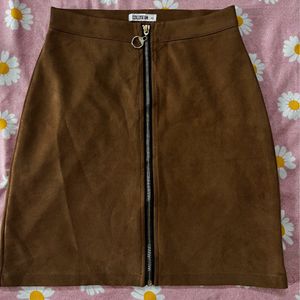 Brown Zip Skirt