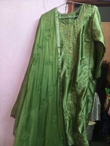 Green Embroidered Kurta Set
