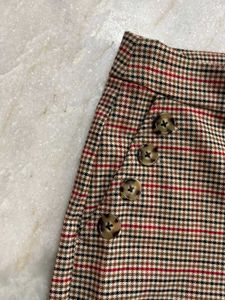 MANGO Checked Wide Leg Trousers