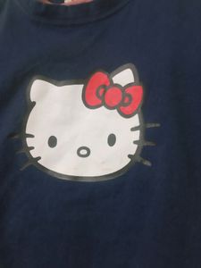 Navu Blue T Shirt With Meow Design
