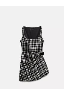 Zara Black White Plaid Mini Dress
